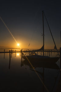 View of marina at sunset