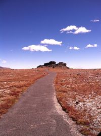 Road by landscape against sky