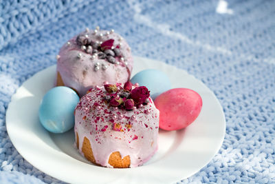 Close-up of dessert in plate on table