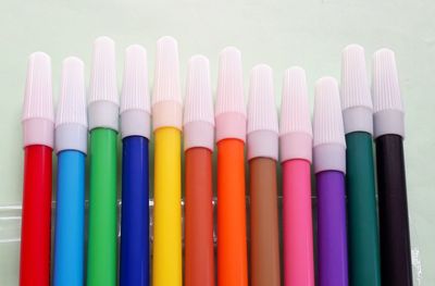 Close-up of colored pencils on table