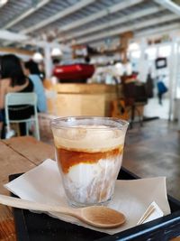 Coffee served on table at cafe