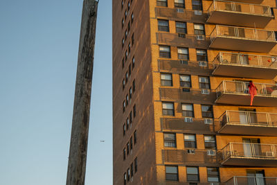 Low angle view of buildings against clear sky