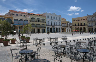 View of buildings against cloudy sky