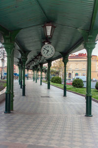 Interior of empty railroad station platform