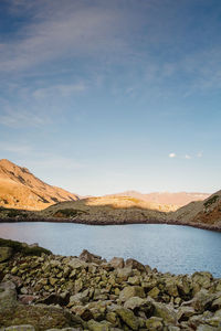 Scenic view of lake against sky