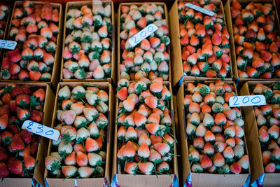Full frame shot of strawberries for sale