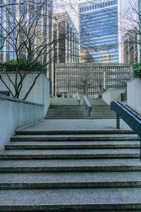 Staircase of building in city