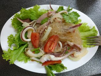 Close-up of salad served in plate