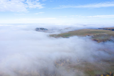 Panoramic view of volcanic landscape against sky