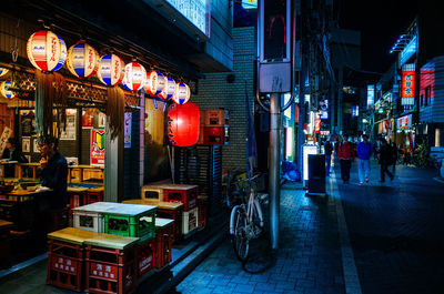 View of illuminated city street