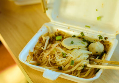 High angle view of meal served in plate