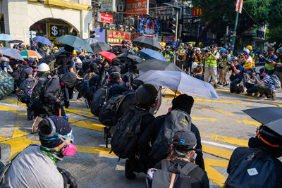 People on street in city