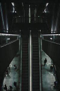 High angle view of escalator