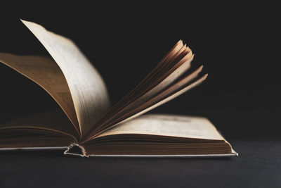 Close-up of books on table