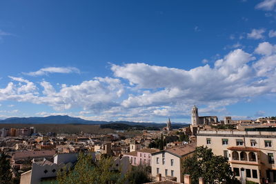 High angle shot of townscape against sky