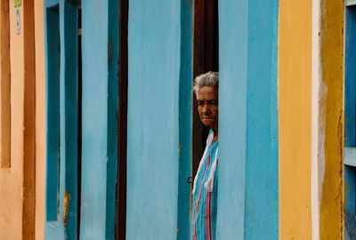 Close-up of blue door