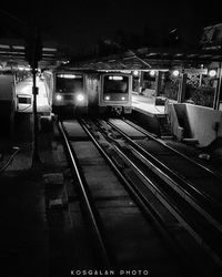 Railroad tracks at night