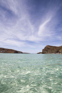 View of seascape against cloudy sky