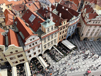 High angle view of buildings in city