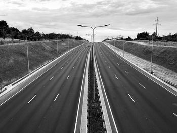 High angle view of highway against sky