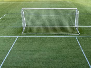 High angle view of soccer field