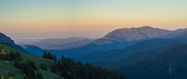 Calm sunset over olympic national park during local trip