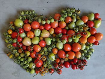 High angle view of tomatoes in container