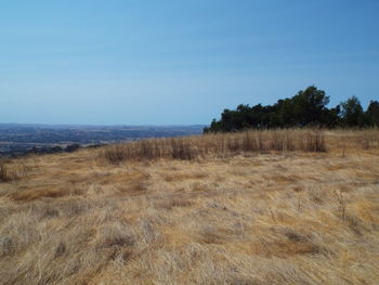 Scenic view of land against clear sky