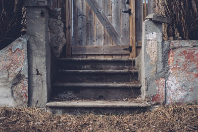 Close-up of damaged steps