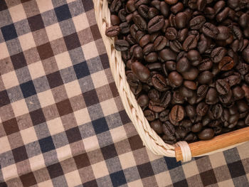 High angle view of coffee beans