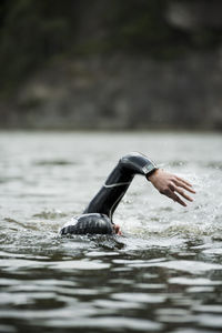 Close- up of woman swimming