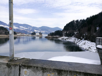 Scenic view of frozen lake against sky