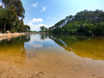 Scenic view of lake against sky