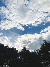 Low angle view of silhouette trees against sky