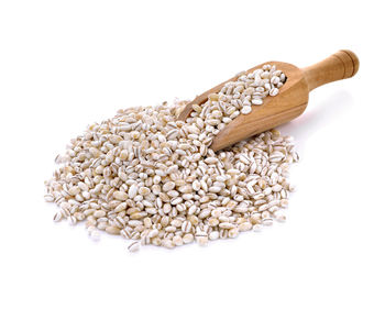 Close-up of bread against white background