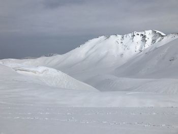 Scenic view of snow mountains against sky