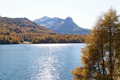 Scenic view of mountains against clear sky