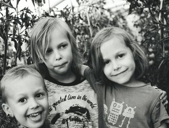 Portrait of girls smiling