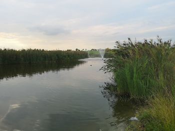 Scenic view of lake against sky