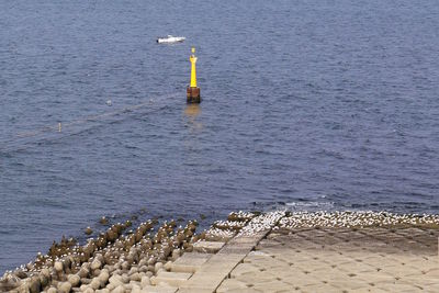 View of buoy on sea