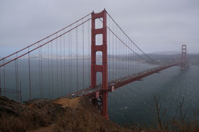 View of suspension bridge against sky