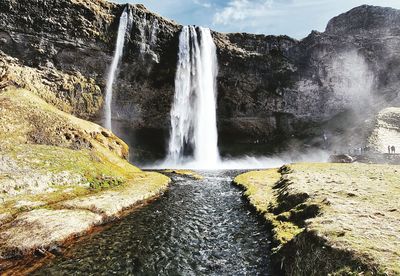 Scenic view of waterfall