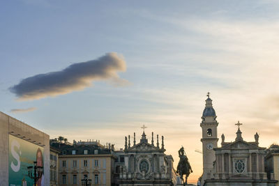 Piazza san carlo at sunset, turin, piedmont, italy