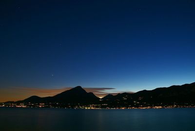 Scenic view of sea against sky at night