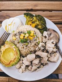 High angle view of food on table