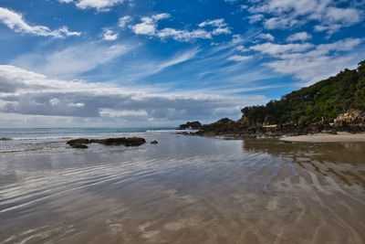 Scenic view of beach against sky