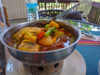 Close-up of food in bowl on table