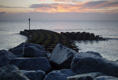 Scenic view of sea during sunset