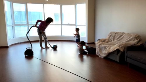 Children playing in corridor