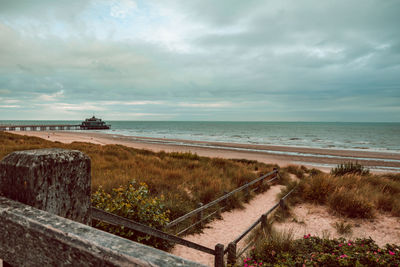 Scenic view of beach against sky